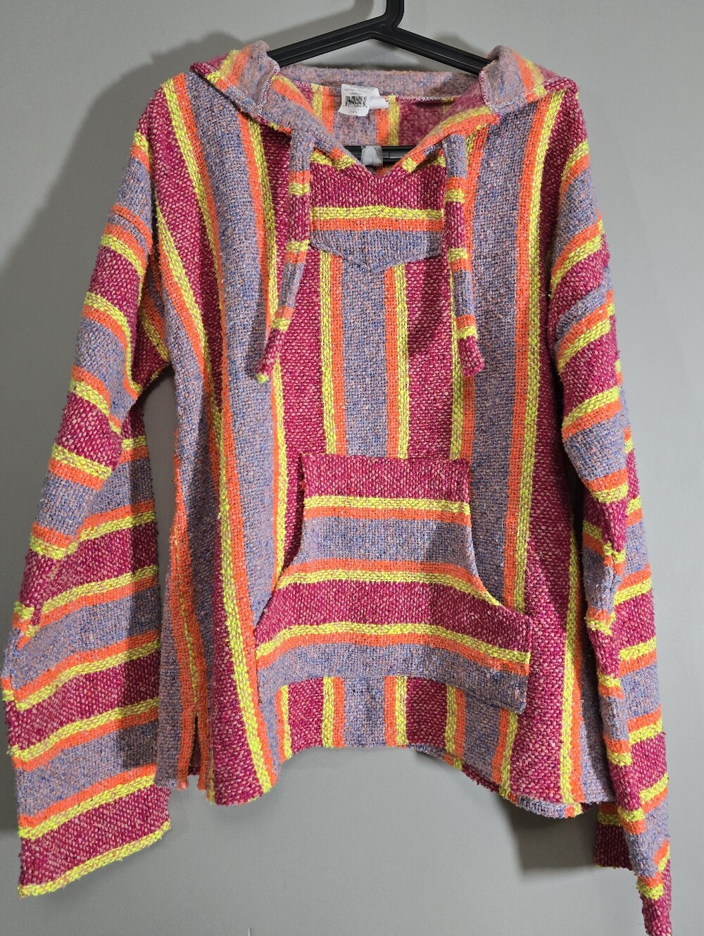 Baja Striped Hoodie - Pink + Purple+yellow Size Large